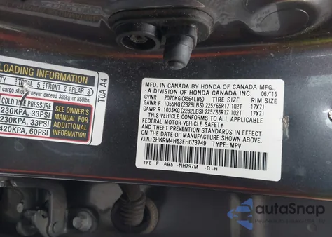 2015 Honda Cr-V Ex z USA, uszkodzony, nr VIN 2HKRM4H53FH673749